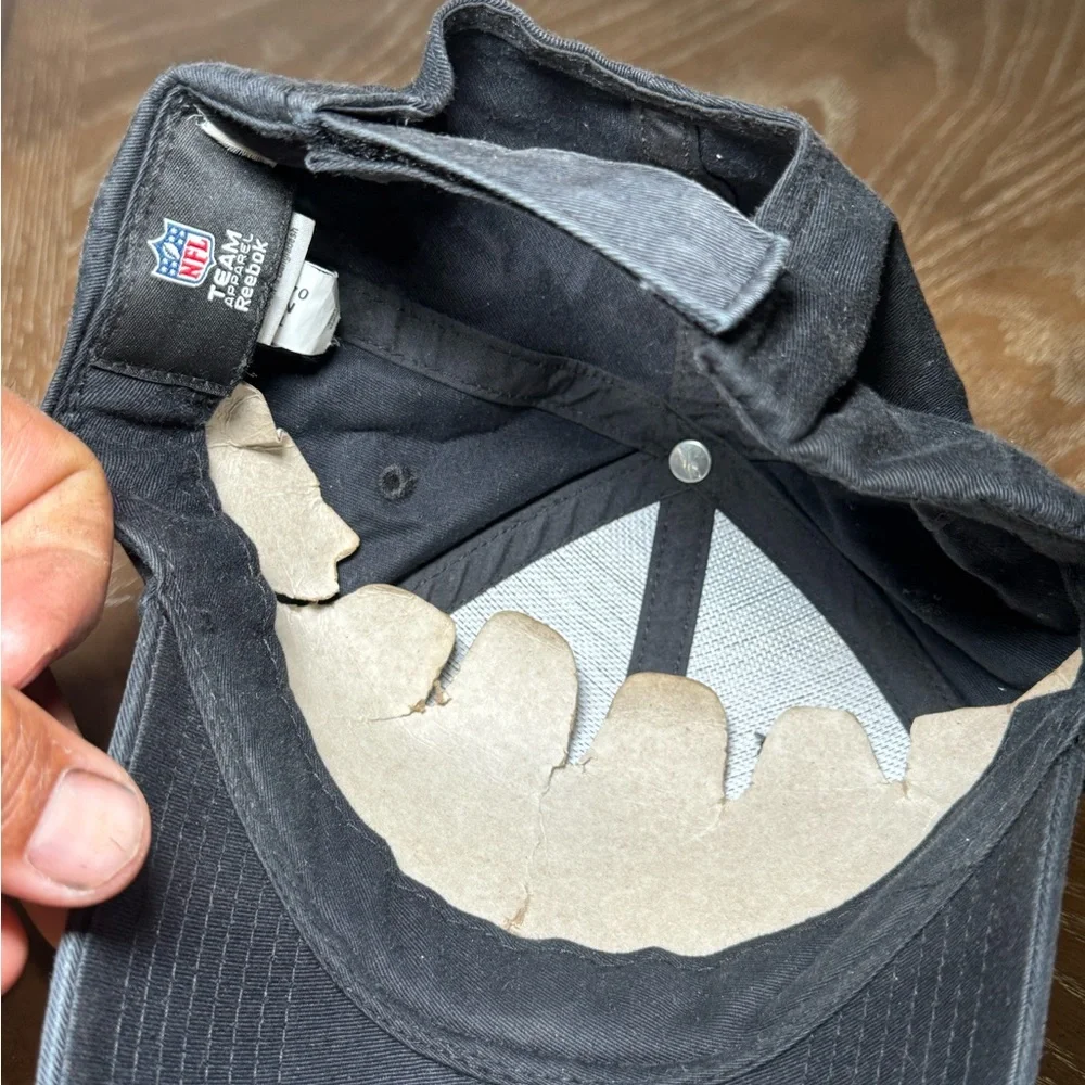 REEBOK PITTSBURG STEELERS STRAPBACK HAT. FADED BLACK NFL TEAM APPAREL ADJUSTABLE